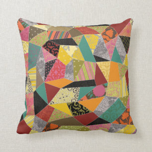 Coussin Motif coloré de patchwork d'édredon fol