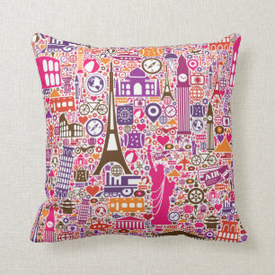 Coussin Motif coloré du monde