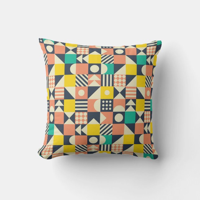 Coussin motif coloré géométrique transparent (Recto)