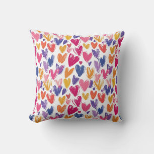 Coussin motif coloré pour la Saint Valentin avec coeur
