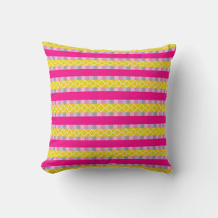 Coussin Motif Coloré Rose Et Jaune