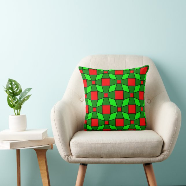 Coussin Motif complexe rouge et vert (Chaise)