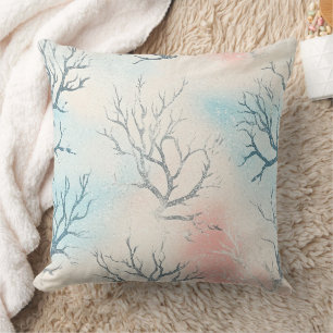 Coussin Motif corail côtier à l'aquarelle Boho Luxe (1)