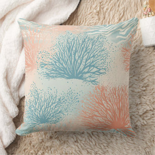 Coussin Motif corail côtier à l'aquarelle Boho Luxe (5)