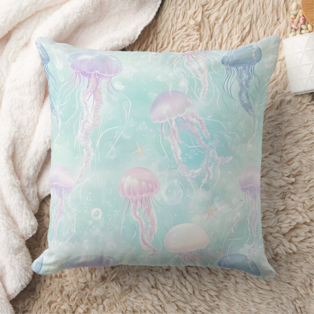 Coussin Motif côtier de méduses d'été (Couverture)