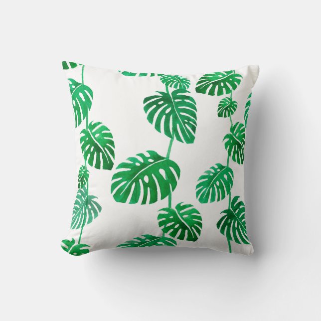 Coussin Motif couleur d'eau transparente avec feuilles tro (Recto)