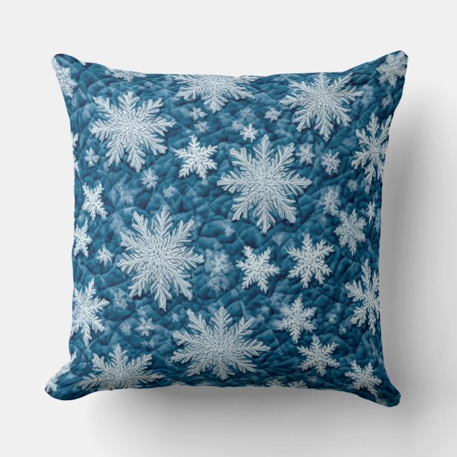 Coussin Motif courbé Flakes Bleu et Blanc (Recto)