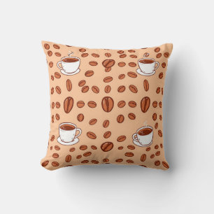 Coussin Motif Cozy Tasses Haricots de Café