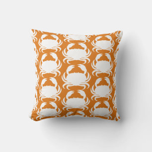Coussin Motif Crabe Blanc Orange Bateau Piscine Nautique