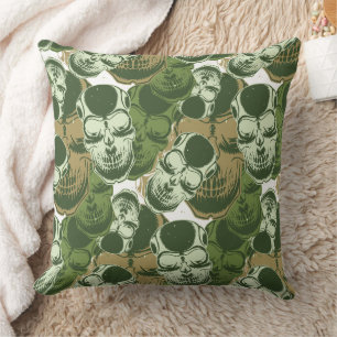 Coussin Motif crâne camouflage vert de l'armée