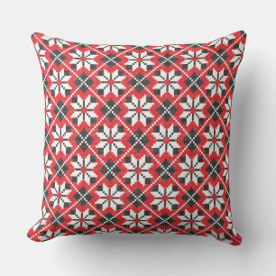 Coussin Motif croisé transparent rouge et noir