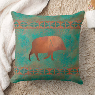 Coussin Motif Cuivre Turquoise Papa Javelina Sud-Ouest 20