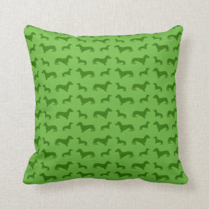 Coussin motif dachshund vert clair