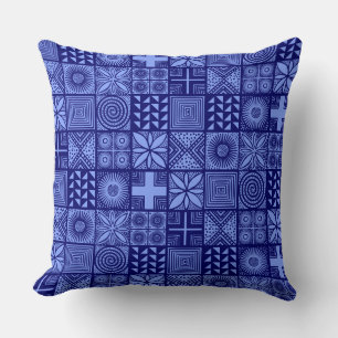 Coussin Motif d'Adire - nuances de bleu
