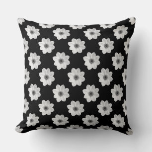Coussin Motif Dahlia - Noir et Blanc