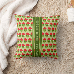 Coussin Motif d'alien mignon avec chapeau de Père Noël Vot