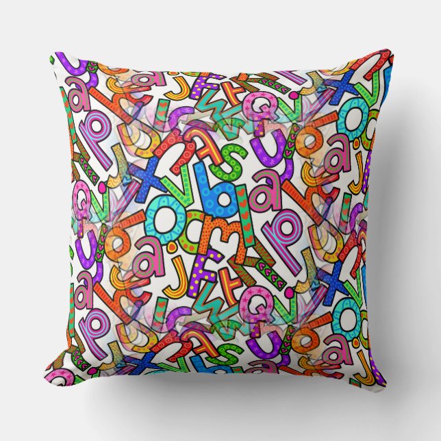Coussin Motif d'alphabet minuscule Doodle (Recto)