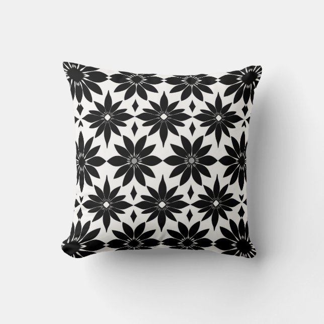 Coussin Motif Damas noir et blanc (Recto)