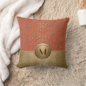 Coussin Motif damassé à monogramme corail et or (Couverture)