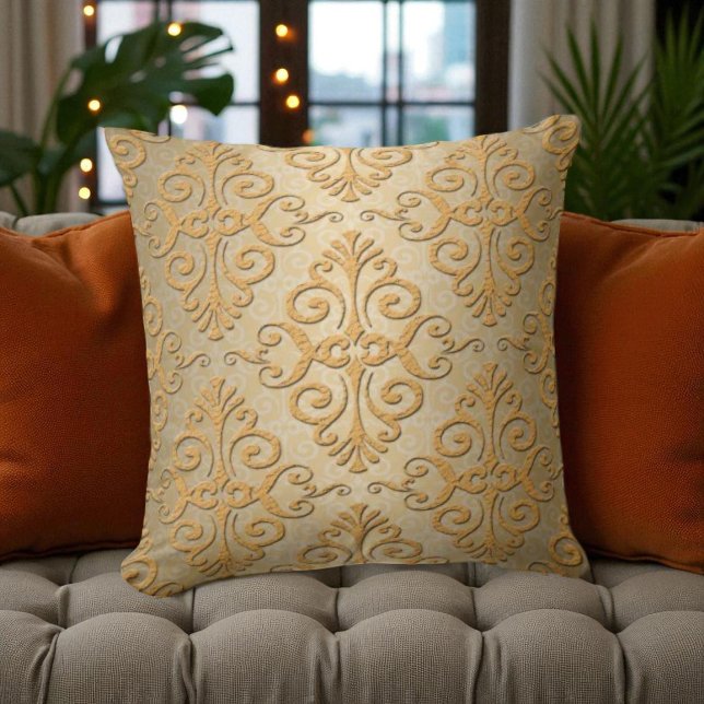 Coussin Motif damassé doré en relief (Créateur téléchargé)