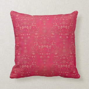 Coussin Motif damassé floral rose foncé