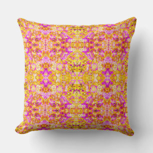 Coussin Motif damassé lever de soleil doré