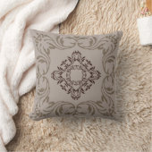 Coussin Motif damassé marron | Fond uni chamois (Couverture)