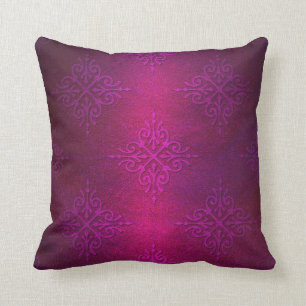 Coussin Motif damassé rose profond fantaisie violet