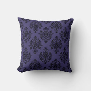 Coussin Motif damassé sur riche velours bleu