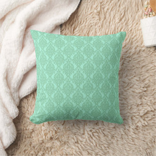 Coussin Motif damassé vert menthe brillant