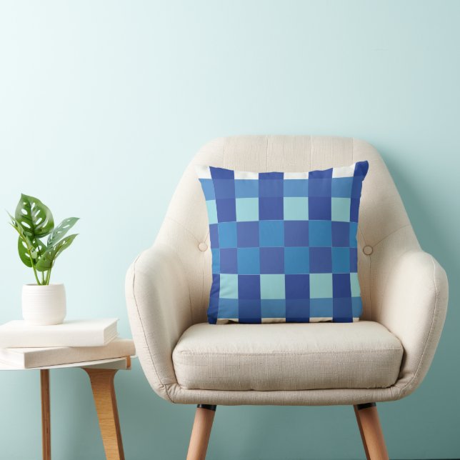 Coussin Motif damier bleu (Chaise)