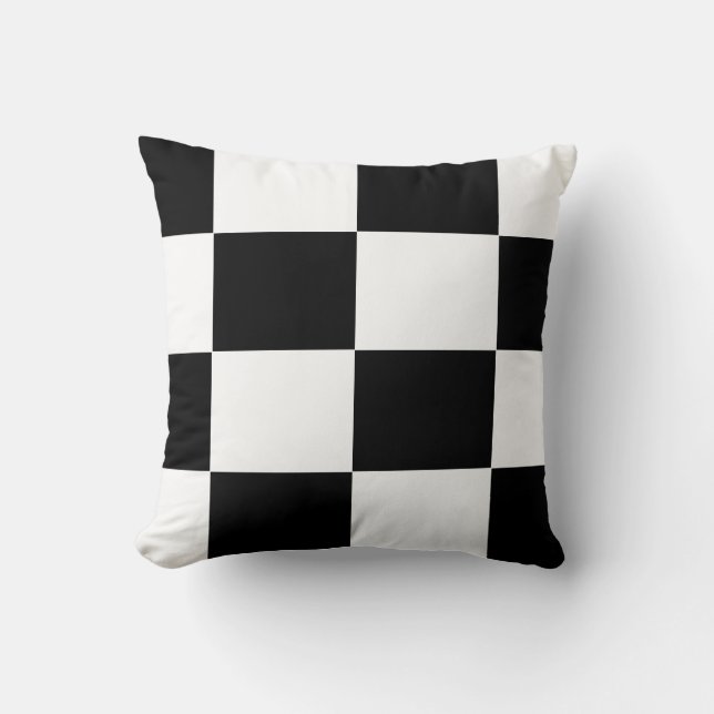 Coussin motif damier noir et blanc (Recto)