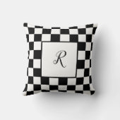 Coussin Motif damier noir et blanc avec monogramme (Verso)