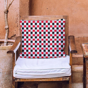 Coussin motif damier noir et blanc vintage