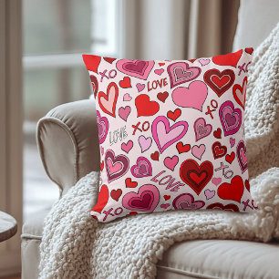 Coussin Motif d'amour de cœurs roses rouges mignons Blush