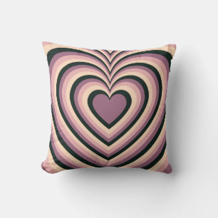 Coussin Motif d'amour du coeur hypnotique violet noir