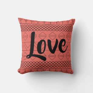 Coussin Motif d'amour mignon Corail