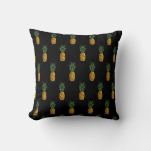Coussin Motif d'ananas tropical Noir