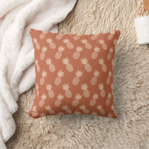 Coussin Motif d'ananas tropique Terracotta & Peach