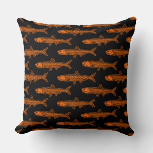 Coussin Motif d'anchois - orange et noir