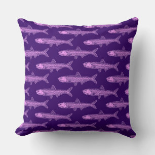 Coussin Motif d'anchois - Violet clair et violet profond
