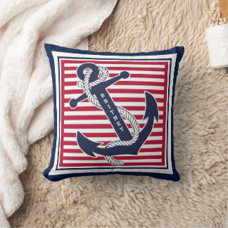 Coussin Motif d'Ancre de bateau rétro-été personnalisé