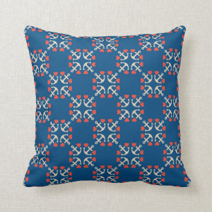 Coussin Motif d'Ancre et de coeur