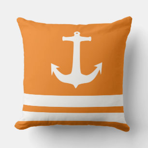 Coussin Motif d'ancre nautique et de rayures