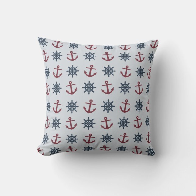 Coussin Motif d'Ancre Red Blue Ship (Recto)
