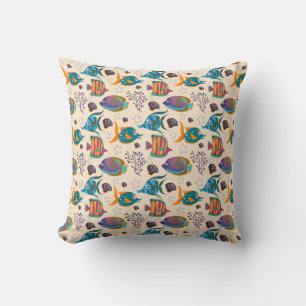 Coussin Motif d'animaux aquatiques   vie sous-marine océan