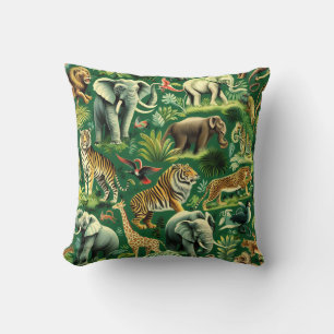 Coussin Motif d'animaux de la jungle vintage