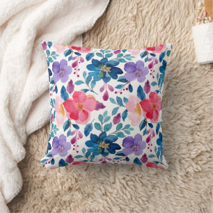 Coussin Motif d'aquarelle bleu bleu bleu bleu rose
