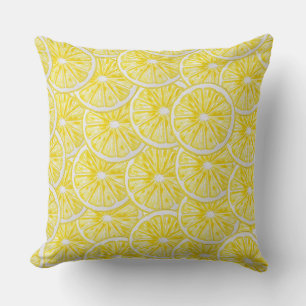 Coussin Motif d'aquarelle de tranches de citron