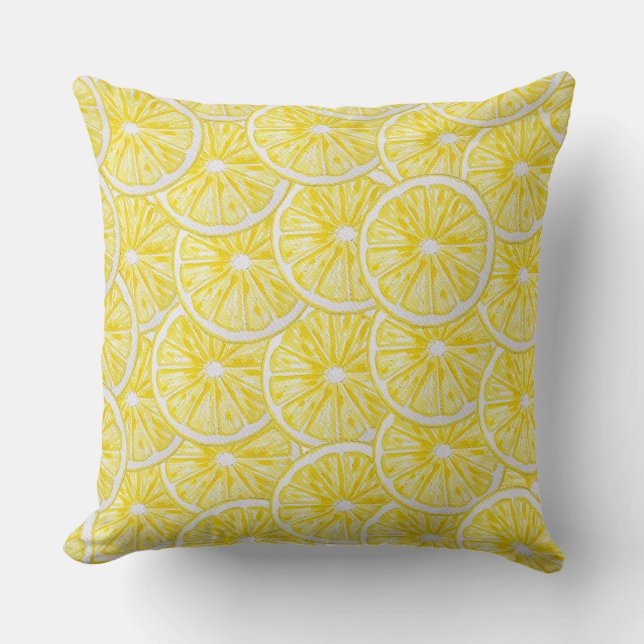 Coussin Motif d'aquarelle de tranches de citron (Recto)